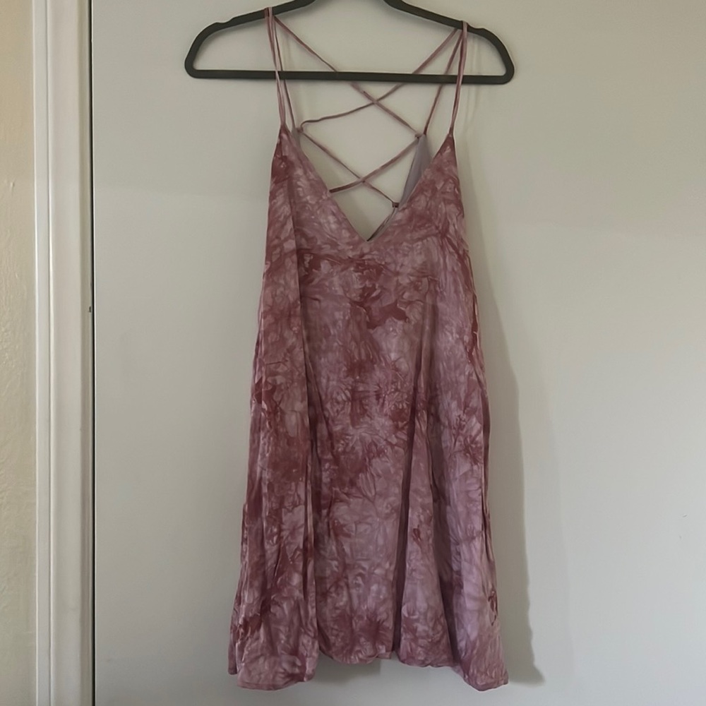 Tobi Pink Tie Dye criss cross back dress